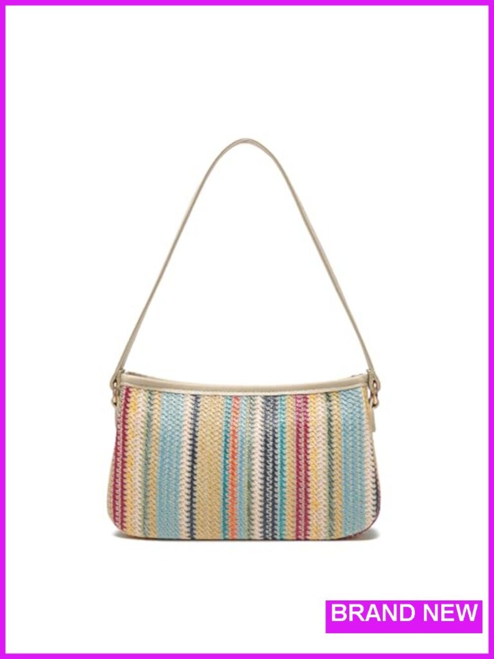 Small Straw Woven Crossbody Bag with Chain Strap
